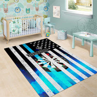 Personalized Blue Flame American Flag Dart Area Rug Patriotic Dartboard Design - Wonder Print Shop