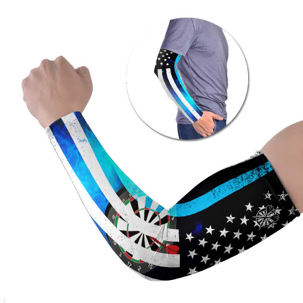 Personalized Blue Flame American Flag Dart Arm Sleeves Patriotic Dartboard Design - Wonder Print Shop