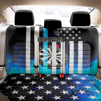 Personalized Blue Flame American Flag Dart Back Car Seat Cover Patriotic Dartboard Design - Wonder Print Shop
