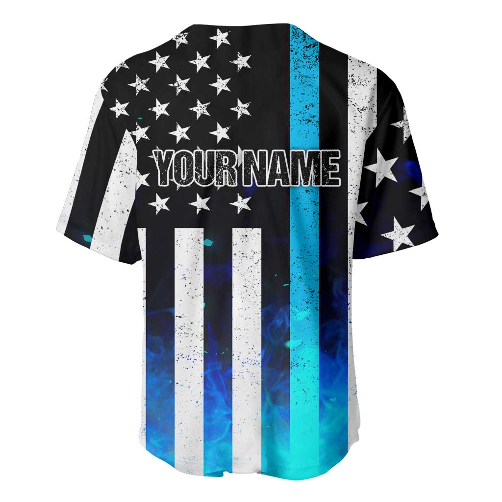 Personalized Blue Flame American Flag Dart Baseball Jersey Patriotic Dartboard Design - Wonder Print Shop