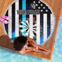 Personalized Blue Flame American Flag Dart Beach Blanket Patriotic Dartboard Design - Wonder Print Shop