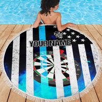 Personalized Blue Flame American Flag Dart Beach Blanket Patriotic Dartboard Design - Wonder Print Shop