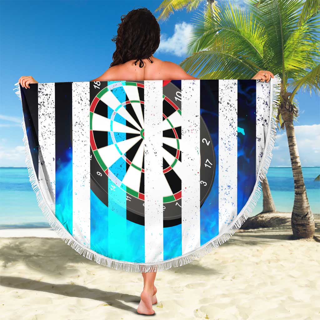 Personalized Blue Flame American Flag Dart Beach Blanket Patriotic Dartboard Design - Wonder Print Shop