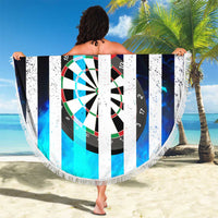 Personalized Blue Flame American Flag Dart Beach Blanket Patriotic Dartboard Design - Wonder Print Shop