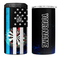 Personalized Blue Flame American Flag Dart 4 in 1 Can Cooler Tumbler Patriotic Dartboard Design - Wonder Print Shop