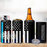 Personalized Blue Flame American Flag Dart 4 in 1 Can Cooler Tumbler Patriotic Dartboard Design - Wonder Print Shop