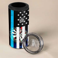 Personalized Blue Flame American Flag Dart 4 in 1 Can Cooler Tumbler Patriotic Dartboard Design - Wonder Print Shop