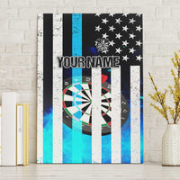 Personalized Blue Flame American Flag Dart Canvas Wall Art Patriotic Dartboard Design - Wonder Print Shop