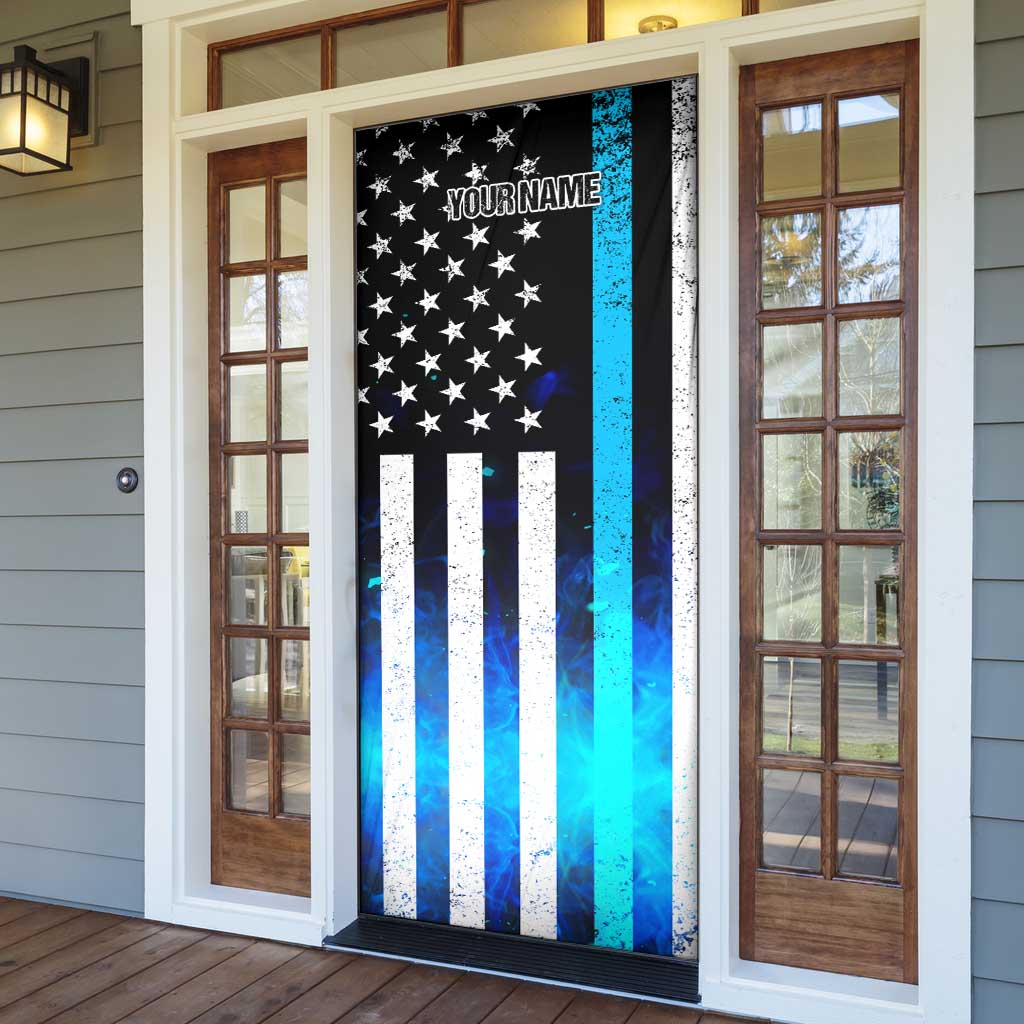 Personalized Blue Flame American Flag Dart Door Cover Patriotic Dartboard Design - Wonder Print Shop
