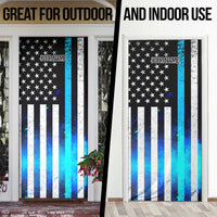 Personalized Blue Flame American Flag Dart Door Cover Patriotic Dartboard Design - Wonder Print Shop