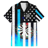 Personalized Blue Flame American Flag Dart Family Matching Puletasi and Hawaiian Shirt Patriotic Dartboard Design - Wonder Print Shop