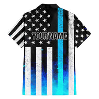 Personalized Blue Flame American Flag Dart Family Matching Puletasi and Hawaiian Shirt Patriotic Dartboard Design - Wonder Print Shop