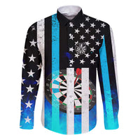 Personalized Blue Flame American Flag Dart Family Matching Puletasi and Hawaiian Shirt Patriotic Dartboard Design - Wonder Print Shop