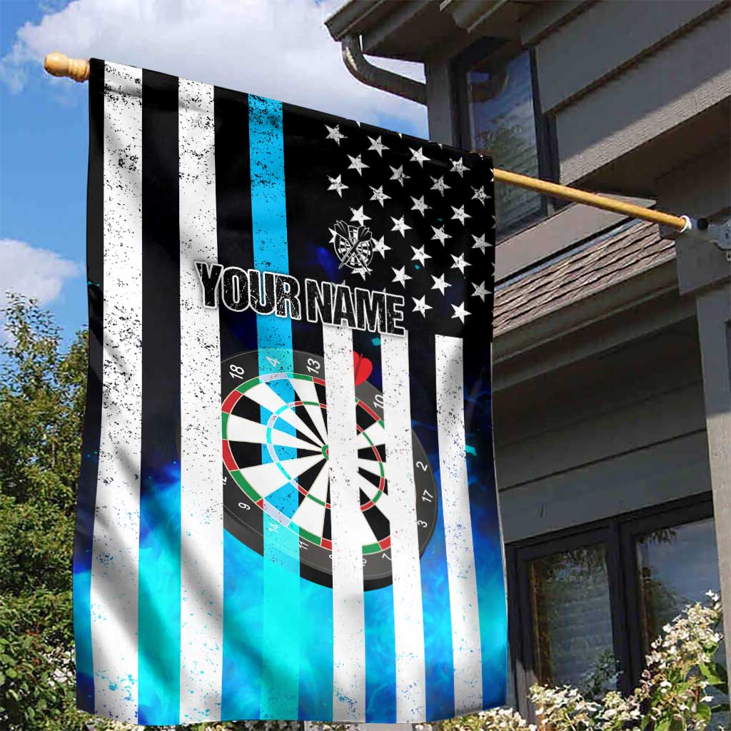 Personalized Blue Flame American Flag Dart Garden Flag Patriotic Dartboard Design - Wonder Print Shop