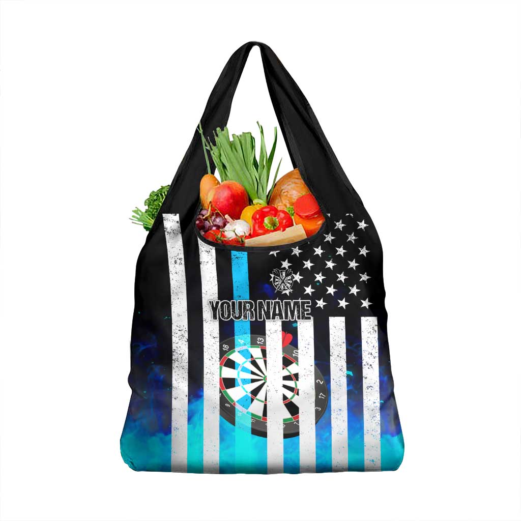 Personalized Blue Flame American Flag Dart Grocery Bag Patriotic Dartboard Design - Wonder Print Shop