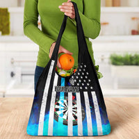 Personalized Blue Flame American Flag Dart Grocery Bag Patriotic Dartboard Design - Wonder Print Shop