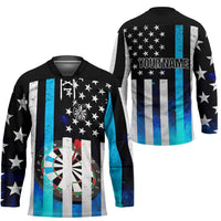Personalized Blue Flame American Flag Dart Hockey Jersey Patriotic Dartboard Design - Wonder Print Shop