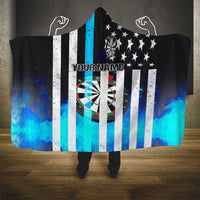 Personalized Blue Flame American Flag Dart Hooded Blanket Patriotic Dartboard Design - Wonder Print Shop