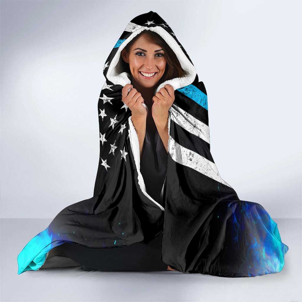 Personalized Blue Flame American Flag Dart Hooded Blanket Patriotic Dartboard Design - Wonder Print Shop