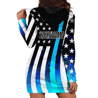 Personalized Blue Flame American Flag Dart Hoodie Dress Patriotic Dartboard Design - Wonder Print Shop