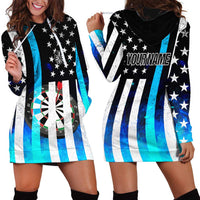 Personalized Blue Flame American Flag Dart Hoodie Dress Patriotic Dartboard Design - Wonder Print Shop