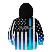 Personalized Blue Flame American Flag Dart Kid Hoodie Patriotic Dartboard Design - Wonder Print Shop