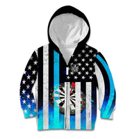 Personalized Blue Flame American Flag Dart Kid Hoodie Patriotic Dartboard Design - Wonder Print Shop
