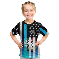Personalized Blue Flame American Flag Dart Kid T Shirt Patriotic Dartboard Design - Wonder Print Shop