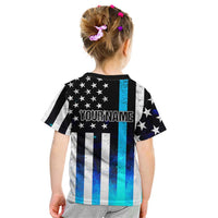 Personalized Blue Flame American Flag Dart Kid T Shirt Patriotic Dartboard Design - Wonder Print Shop