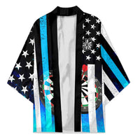 Personalized Blue Flame American Flag Dart Kimono Patriotic Dartboard Design - Wonder Print Shop