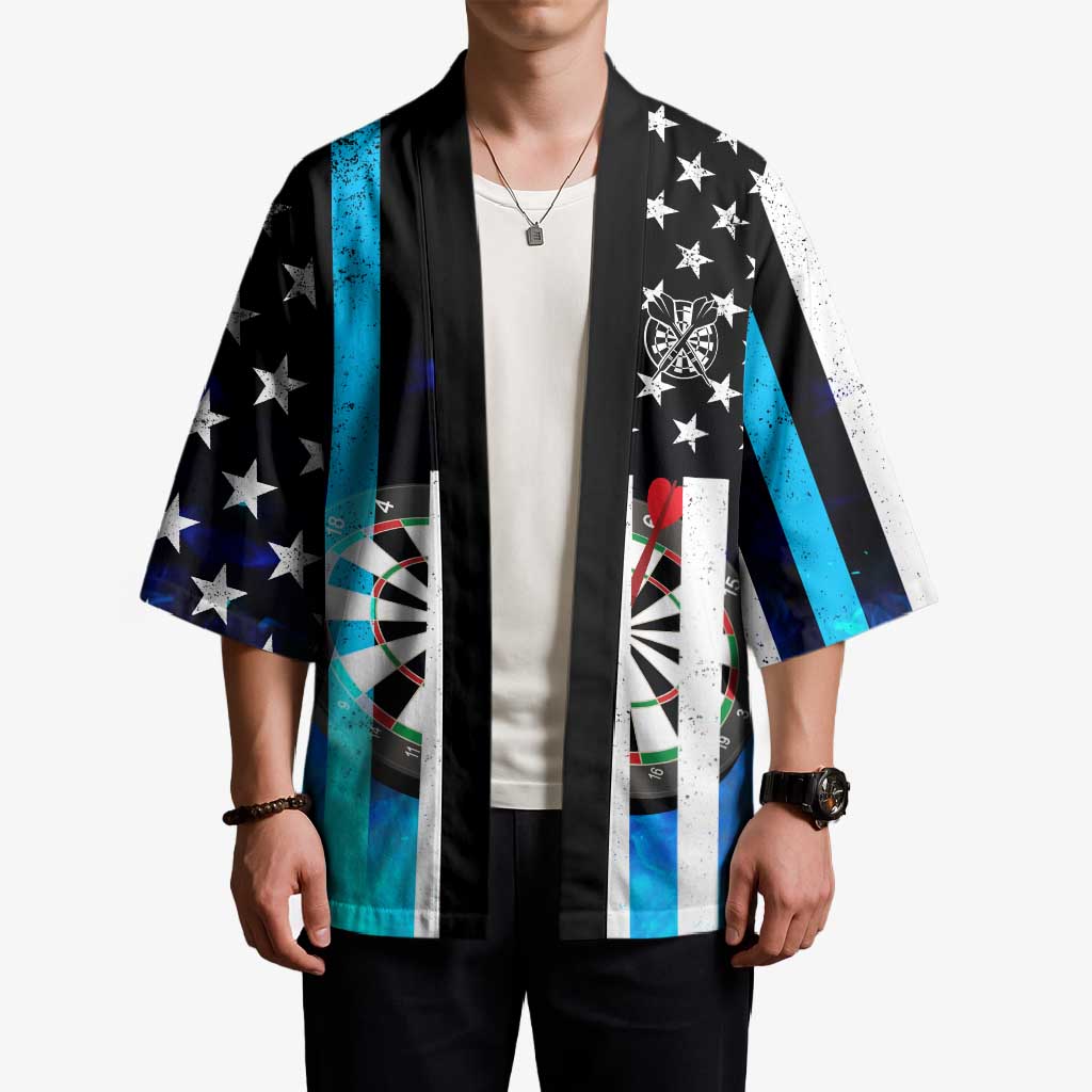 Personalized Blue Flame American Flag Dart Kimono Patriotic Dartboard Design - Wonder Print Shop