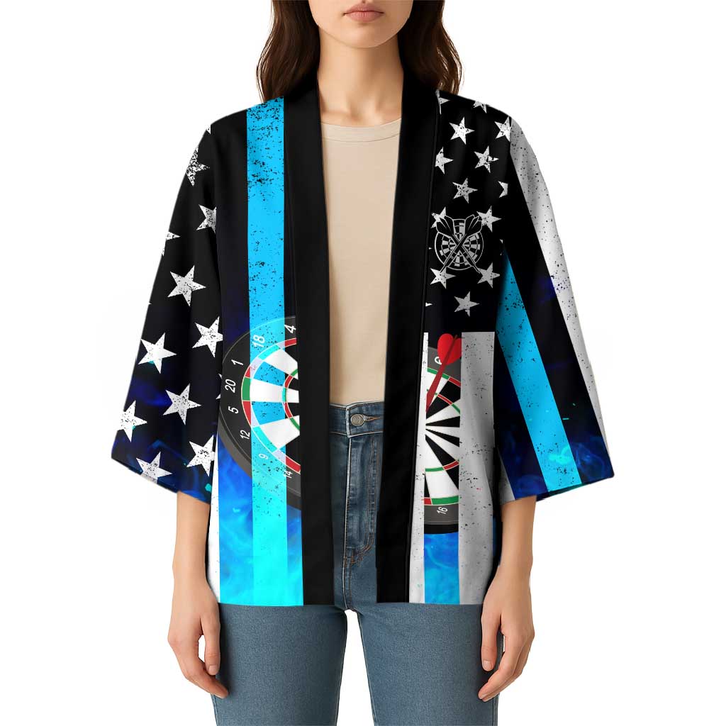Personalized Blue Flame American Flag Dart Kimono Patriotic Dartboard Design - Wonder Print Shop