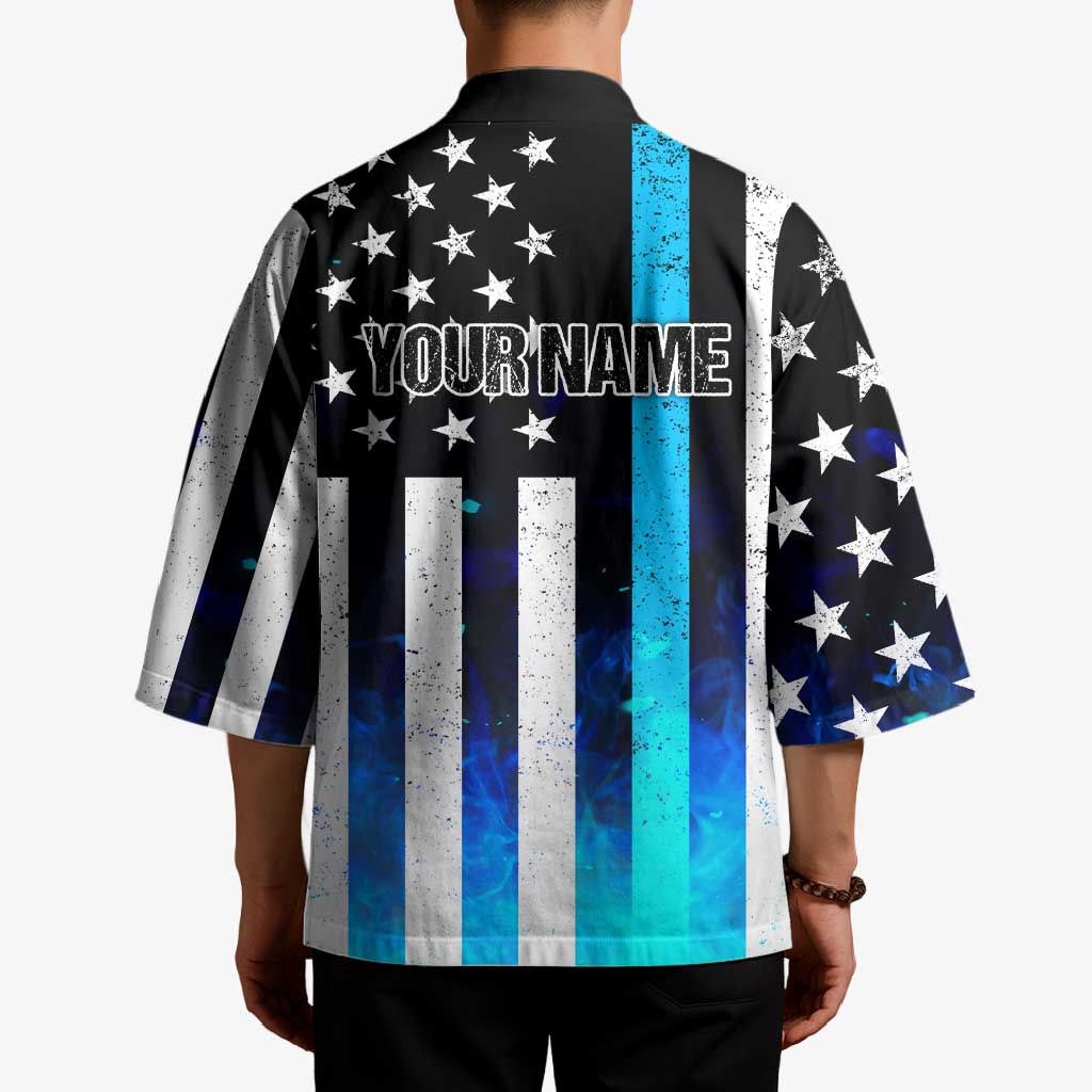 Personalized Blue Flame American Flag Dart Kimono Patriotic Dartboard Design - Wonder Print Shop