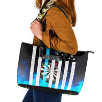 Personalized Blue Flame American Flag Dart Leather Tote Bag Patriotic Dartboard Design - Wonder Print Shop