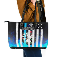 Personalized Blue Flame American Flag Dart Leather Tote Bag Patriotic Dartboard Design - Wonder Print Shop