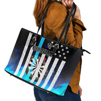 Personalized Blue Flame American Flag Dart Leather Tote Bag Patriotic Dartboard Design - Wonder Print Shop