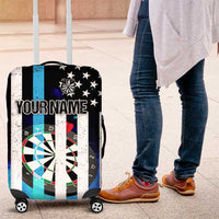 Personalized Blue Flame American Flag Dart Luggage Cover Patriotic Dartboard Design - Wonder Print Shop