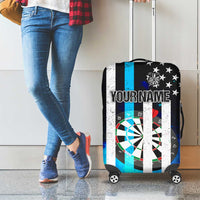 Personalized Blue Flame American Flag Dart Luggage Cover Patriotic Dartboard Design - Wonder Print Shop