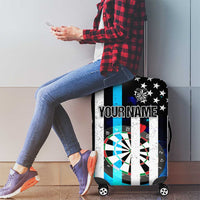 Personalized Blue Flame American Flag Dart Luggage Cover Patriotic Dartboard Design - Wonder Print Shop
