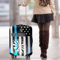 Personalized Blue Flame American Flag Dart Luggage Cover Patriotic Dartboard Design - Wonder Print Shop