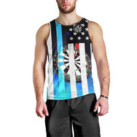 Personalized Blue Flame American Flag Dart Men Tank Top Patriotic Dartboard Design - Wonder Print Shop