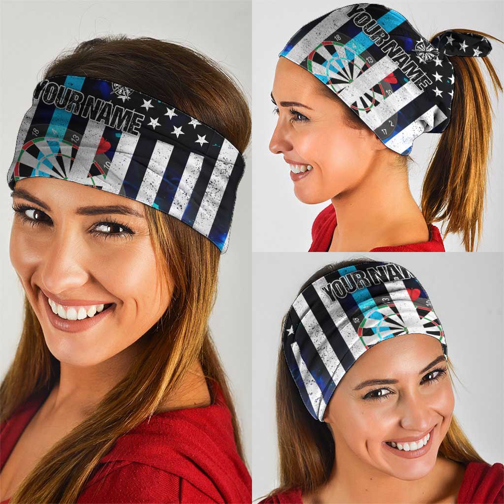 Personalized Blue Flame American Flag Dart Neck Gaiter Patriotic Dartboard Design - Wonder Print Shop