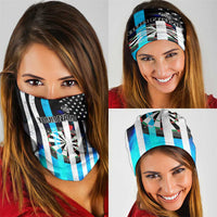 Personalized Blue Flame American Flag Dart Neck Gaiter Patriotic Dartboard Design - Wonder Print Shop