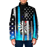 Personalized Blue Flame American Flag Dart Padded Jacket Patriotic Dartboard Design - Wonder Print Shop