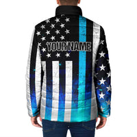 Personalized Blue Flame American Flag Dart Padded Jacket Patriotic Dartboard Design - Wonder Print Shop