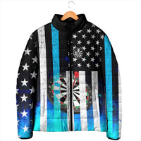 Personalized Blue Flame American Flag Dart Padded Jacket Patriotic Dartboard Design - Wonder Print Shop