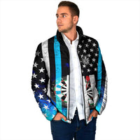 Personalized Blue Flame American Flag Dart Padded Jacket Patriotic Dartboard Design - Wonder Print Shop