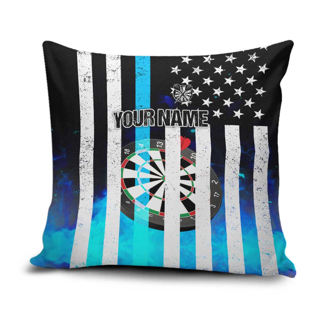 Personalized Blue Flame American Flag Dart Pillow Cover Patriotic Dartboard Design - Wonder Print Shop