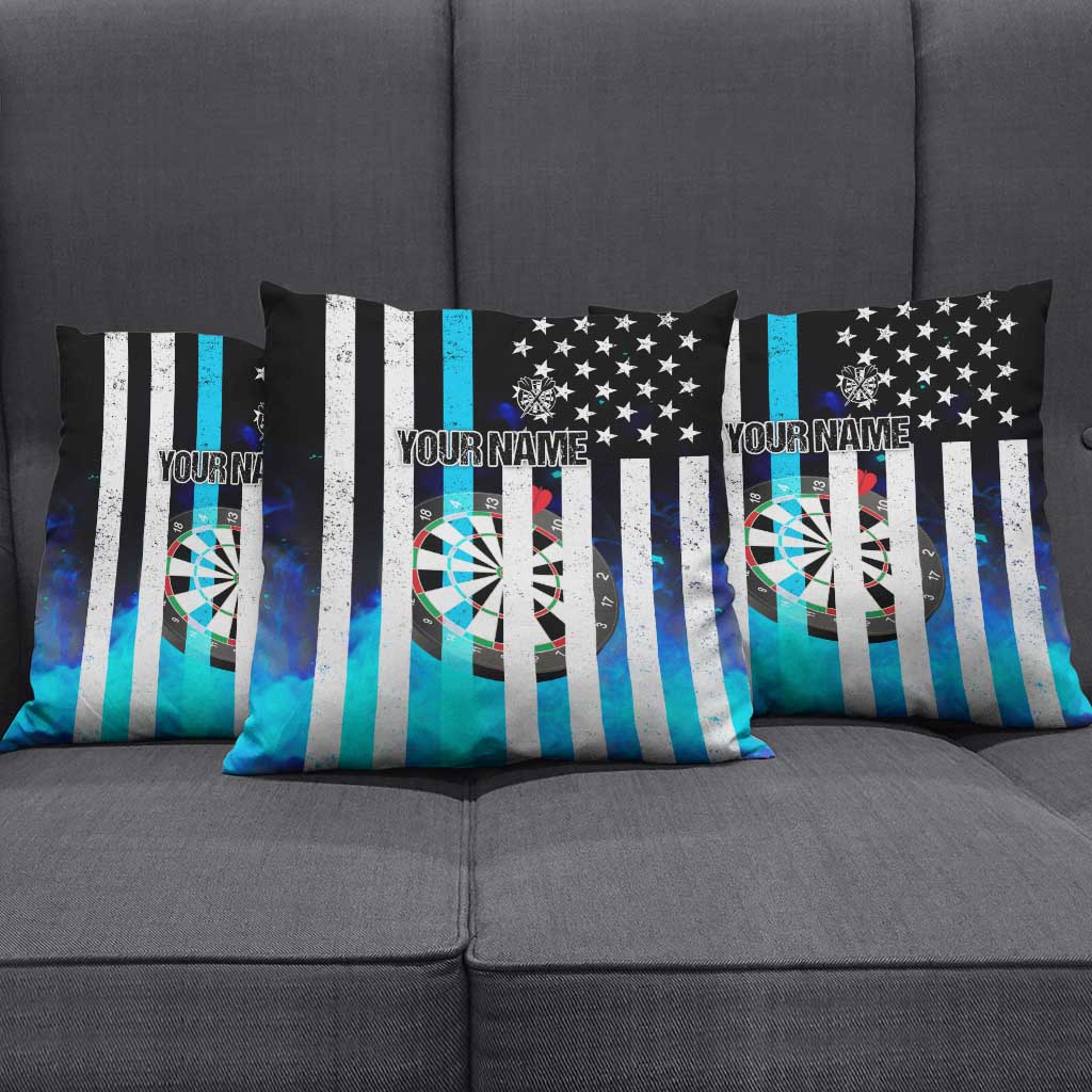 Personalized Blue Flame American Flag Dart Pillow Cover Patriotic Dartboard Design - Wonder Print Shop