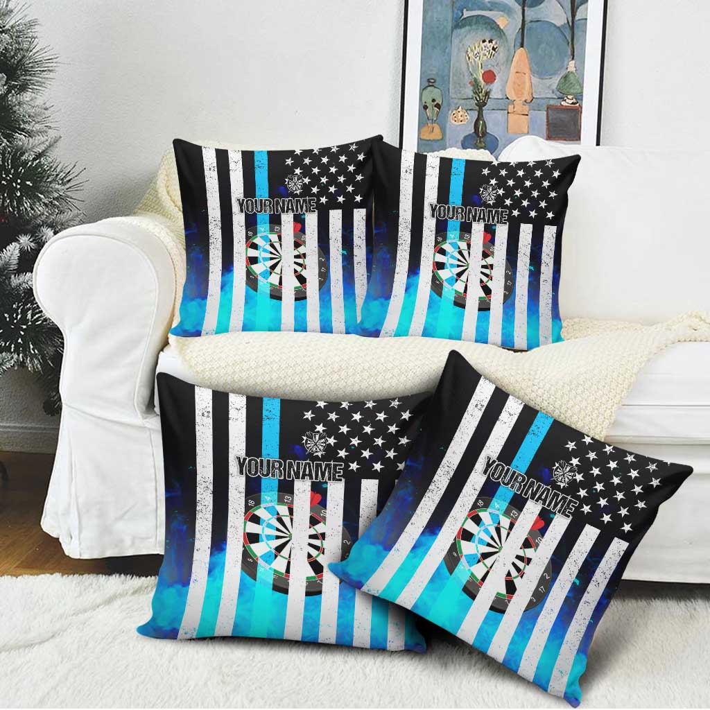 Personalized Blue Flame American Flag Dart Pillow Cover Patriotic Dartboard Design - Wonder Print Shop